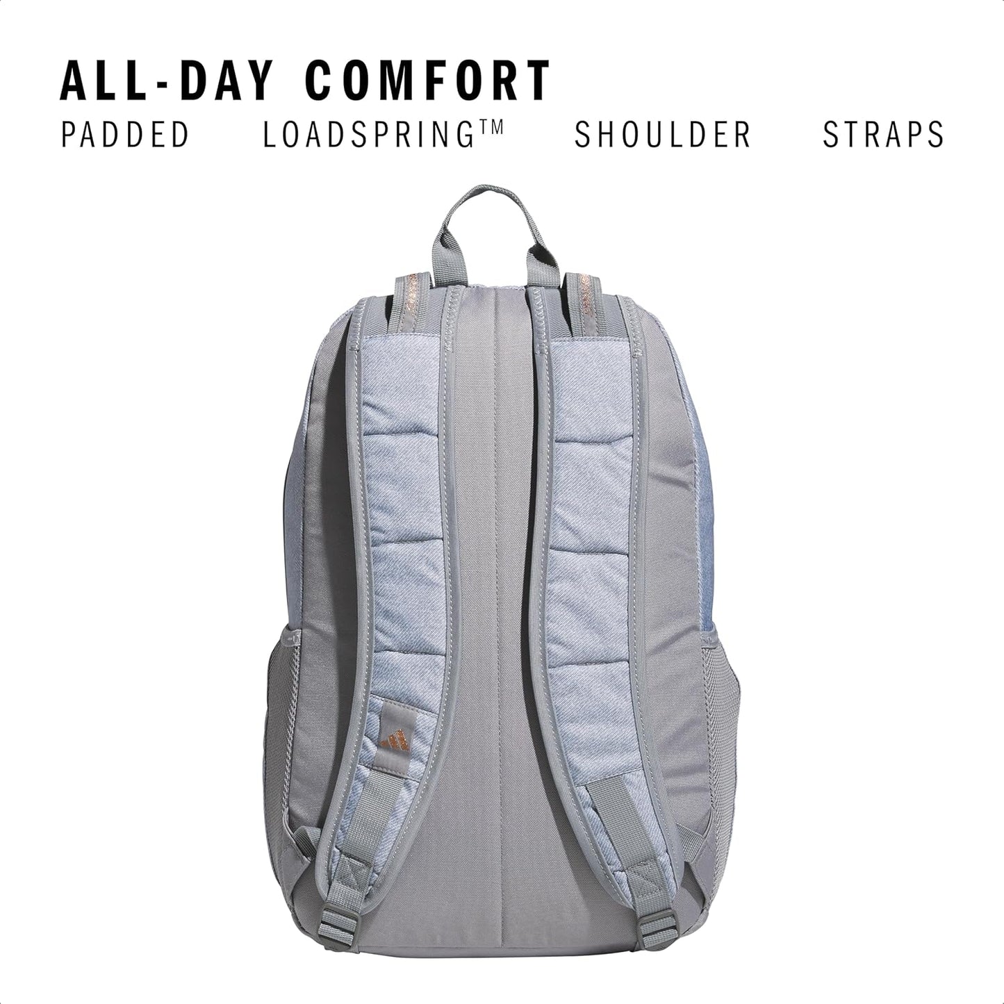 adidas Excel Backpack for Men & Women – Durable Large Athletic Laptop Bag, 7.0/Twill Grey/Grey/Rose Gold, OSFA