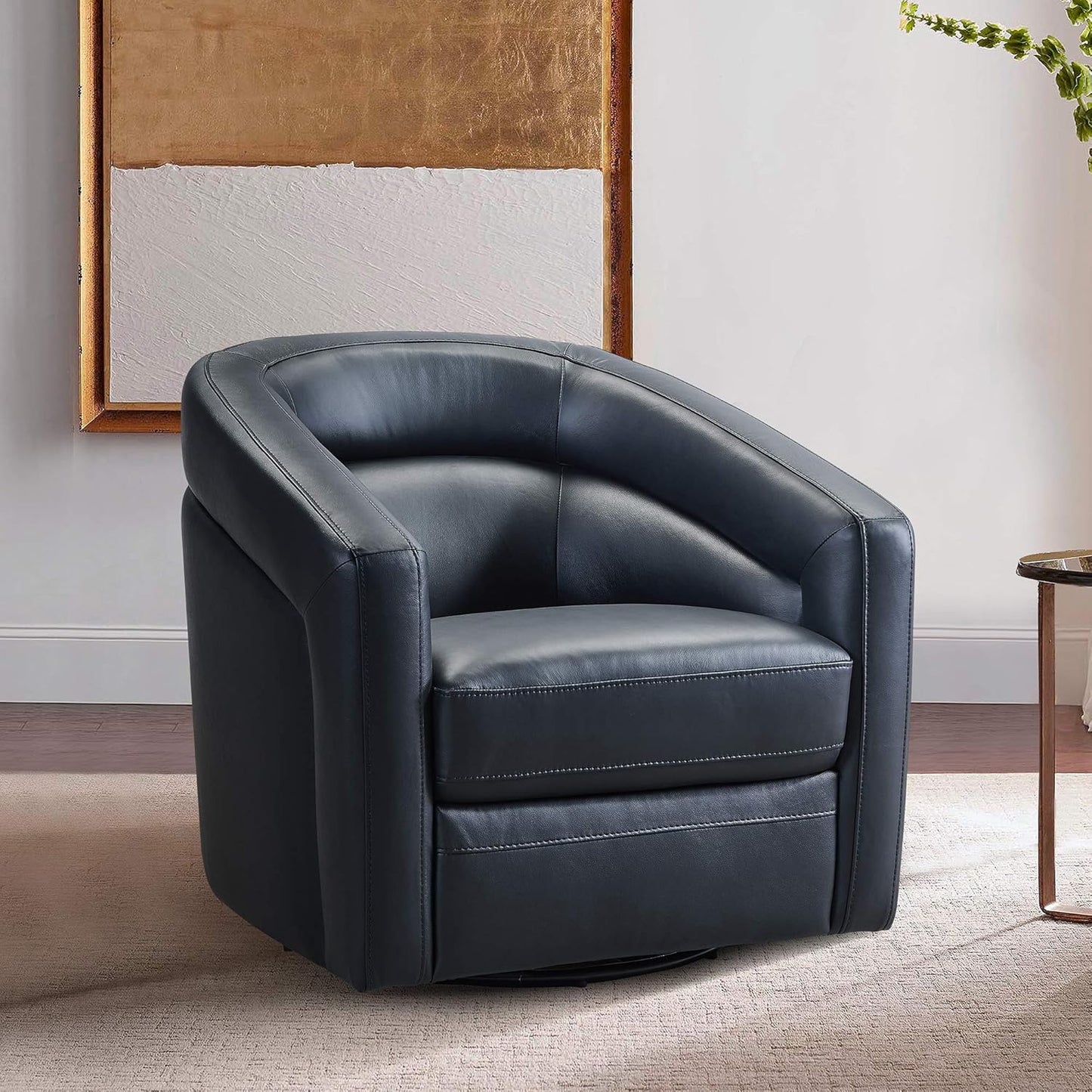 Armen Living Desi Contemporary Leather Swivel Living Room Accent Chair, 32" Wide, Dove Gray,LCDSCHDV