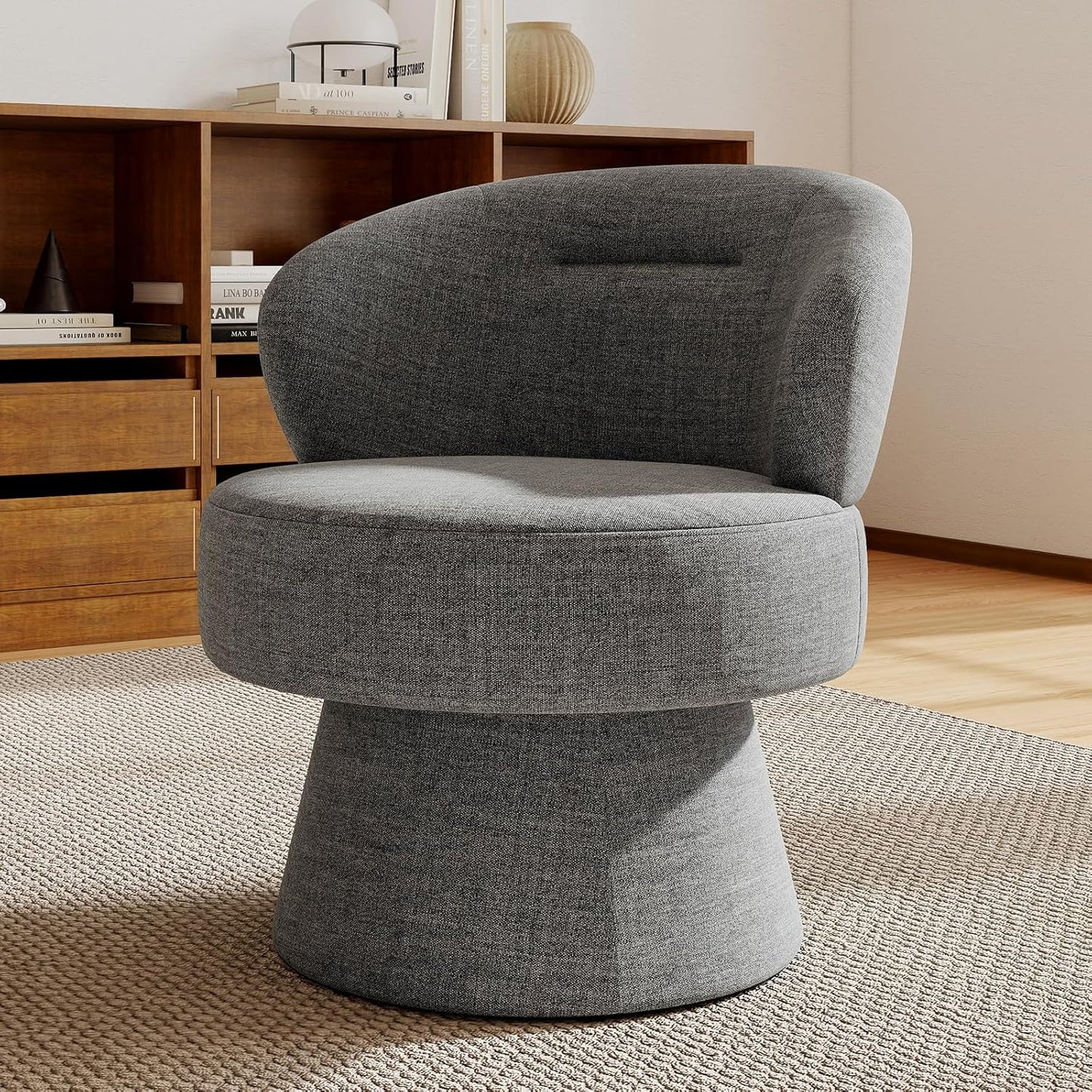 360° Swivel Accent Chairs Set of 2, Modern Chenille Upholstered Boucle Dining Chair with Back, Vanity Chair Accent Armchair Side Chairs for Dining/Living Room, Bedroom, Gray