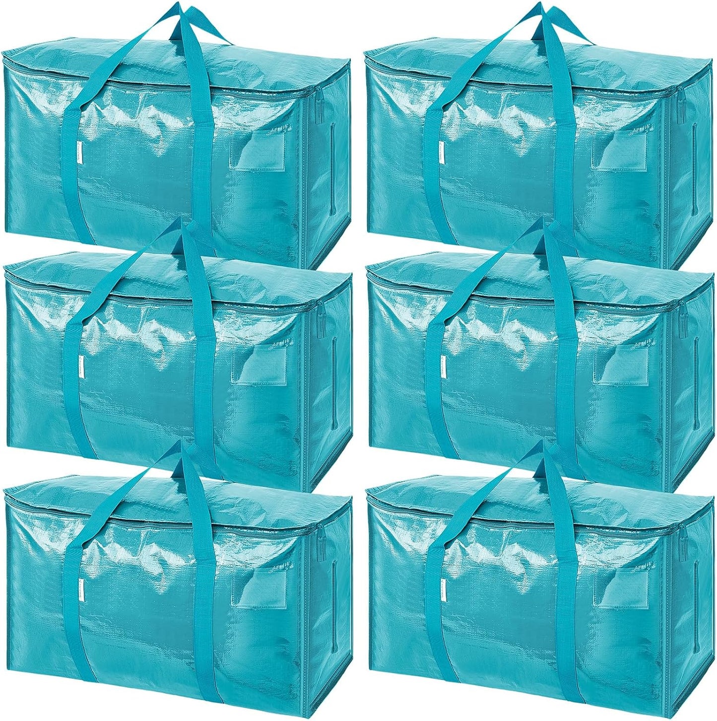 TICONN 6 Pack Extra Large Moving Bags with Zippers & Carrying Handles, Heavy-Duty Storage Tote Moving Boxes for Space Saving