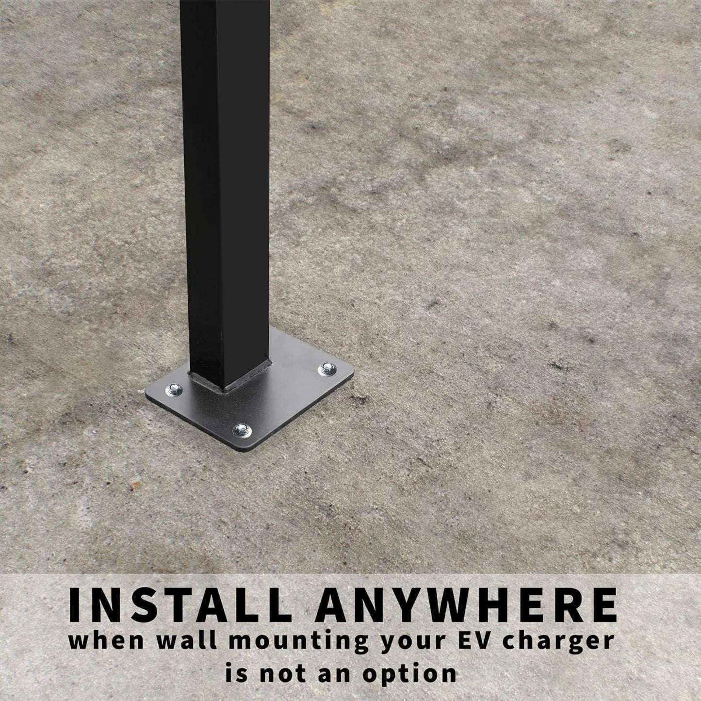 VIVO Outdoor EV Charging Stand, Weather Protection Hood, Pedestal for Charging Station, Floor Mounted, All Weather, Electric Vehicle Pile, Stainless Steel, Black, STAND-EV01C