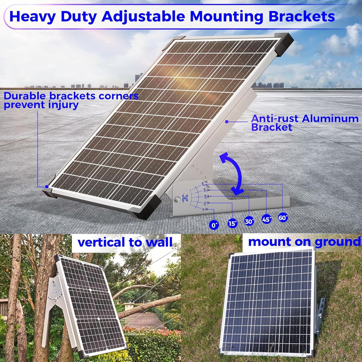 50W Solar Panel Kit, 12V Solar Battery Trickle Charger Maintainer + 10A MPPT Charge Controller + Adjustable Mount Bracket,Waterproof Solar Panel Battery Charger for Car Boat Marine RV Roof