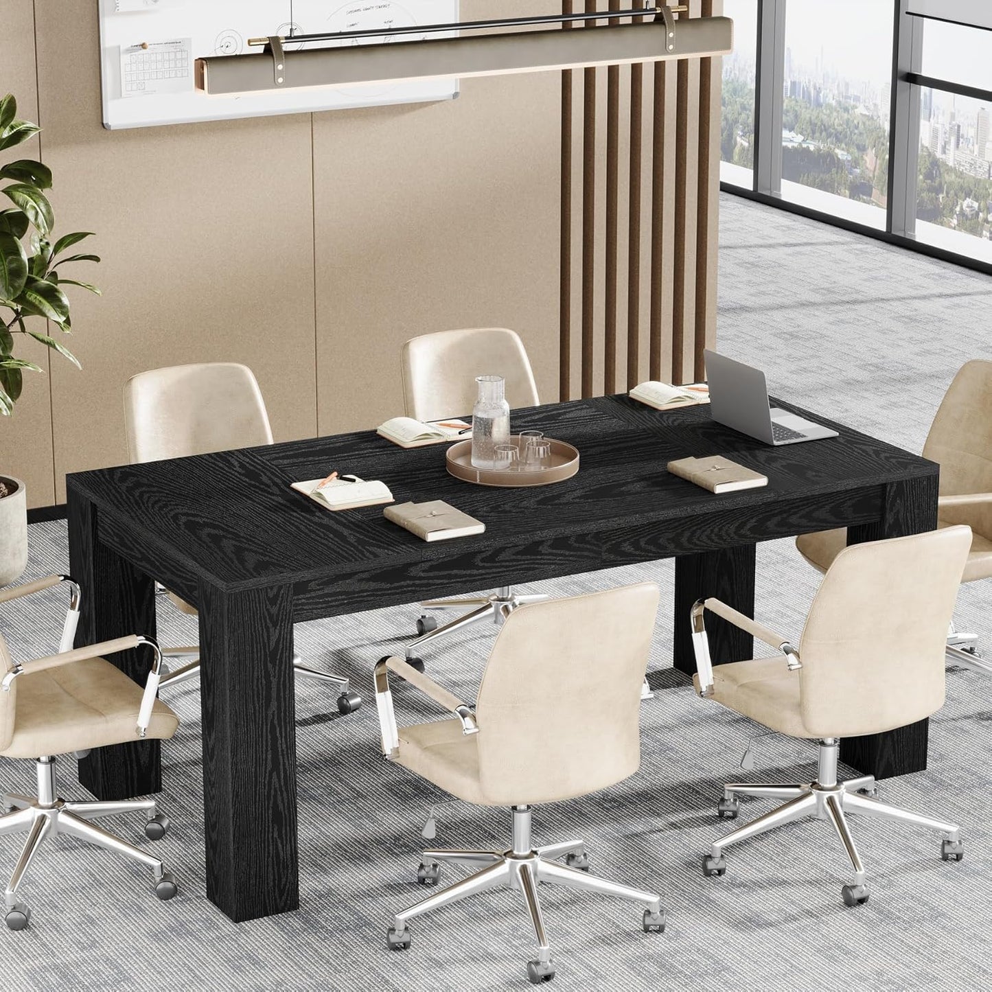 Tribesigns 63-Inch Executive Desk, Large Office Computer Desk, Simple Workstation Writing Table Study Table for Home Office, Black