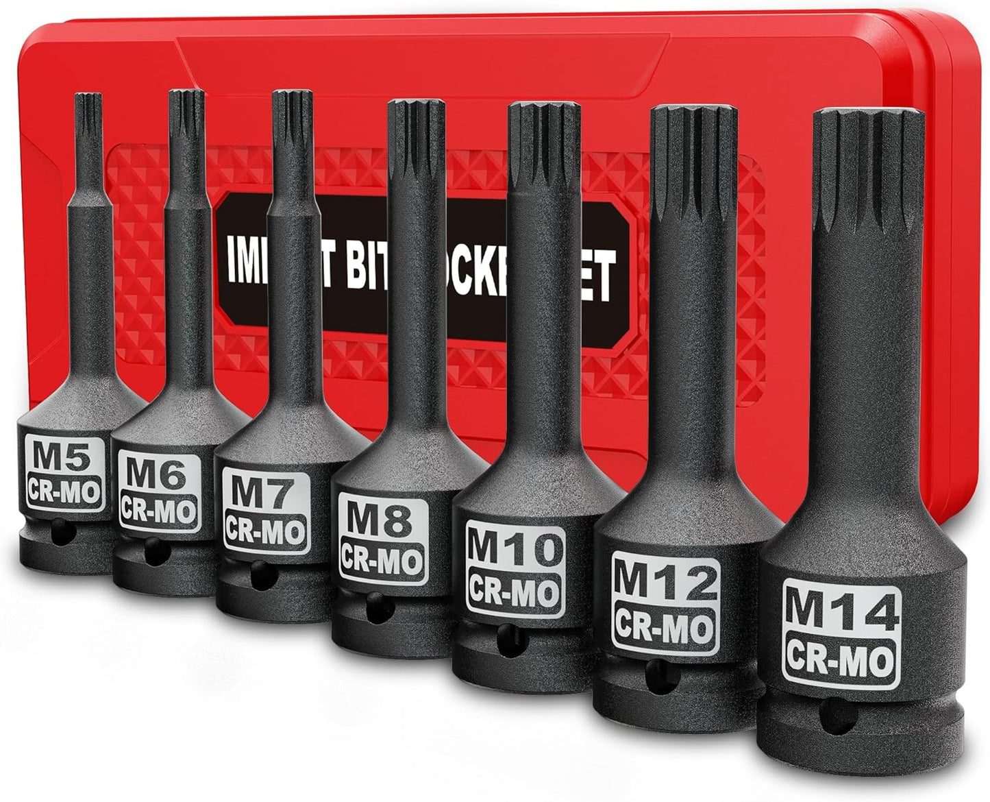 1/2" Drive Master Impact Hex Bit Socket Set, Metric & SAE, 20-Piece 1/2 Inch Drive Impact Allen Bit Socket Set, 5mm - 19mm & 1/4" - 3/4", Cr-Mo Steel, Heavy Duty Storage Case