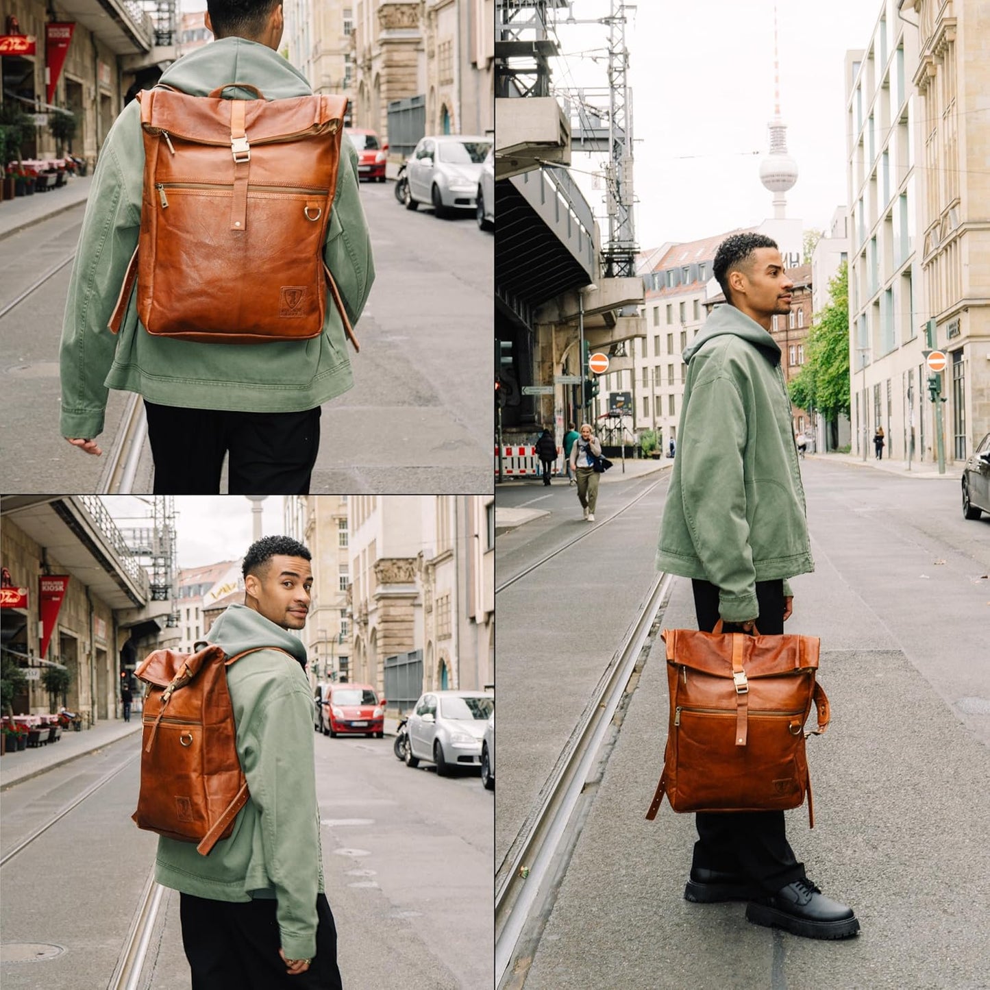 BERLINER BAGS Vintage Genuine Leather Backpack Utrecht, Laptop Backpack, Travel Backpack for Women and Men - Brown