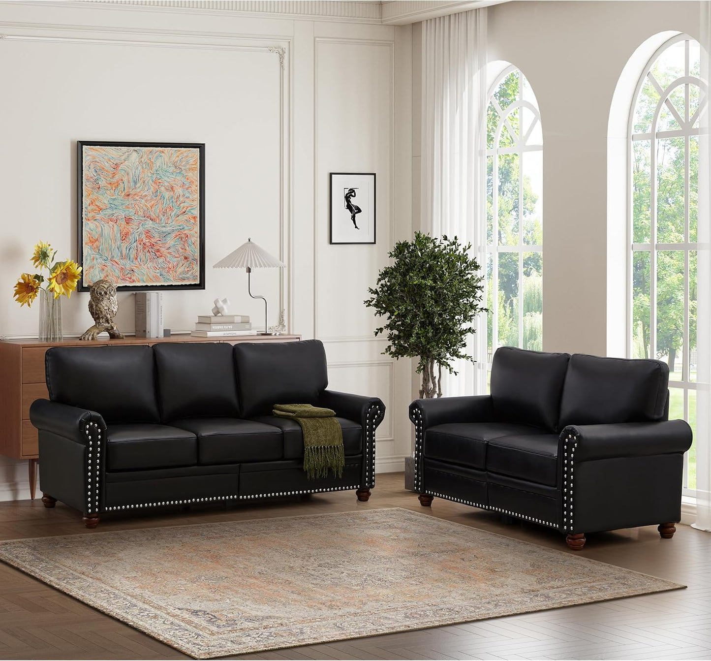 35" Faux Leather Pu Armchair Classic Vegan Leather Accent Chair Elegance Single Seat with Rolled Armrests Nailhead Trim Wood Legs Traditional Living Room 1 Seat-Burgundy