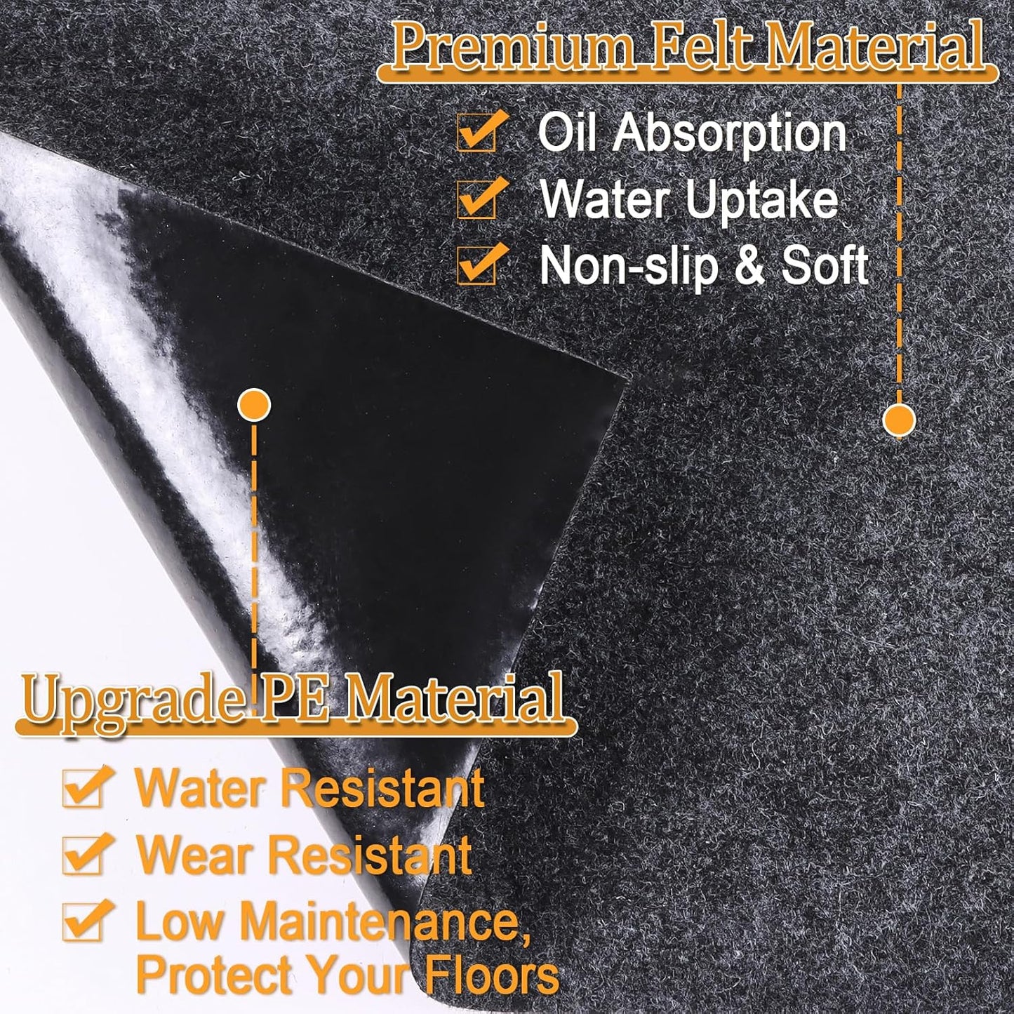 12.2 x 10.2 Ft Outdoor Storage Shed Floor Mat Waterproof, 500g/㎡ Thickened Washable Furniture Dustproof Anti-Slip Pad for Patio, Moto, Car for Protect Flooring from Wear, Carport Dustproof Oil Mat