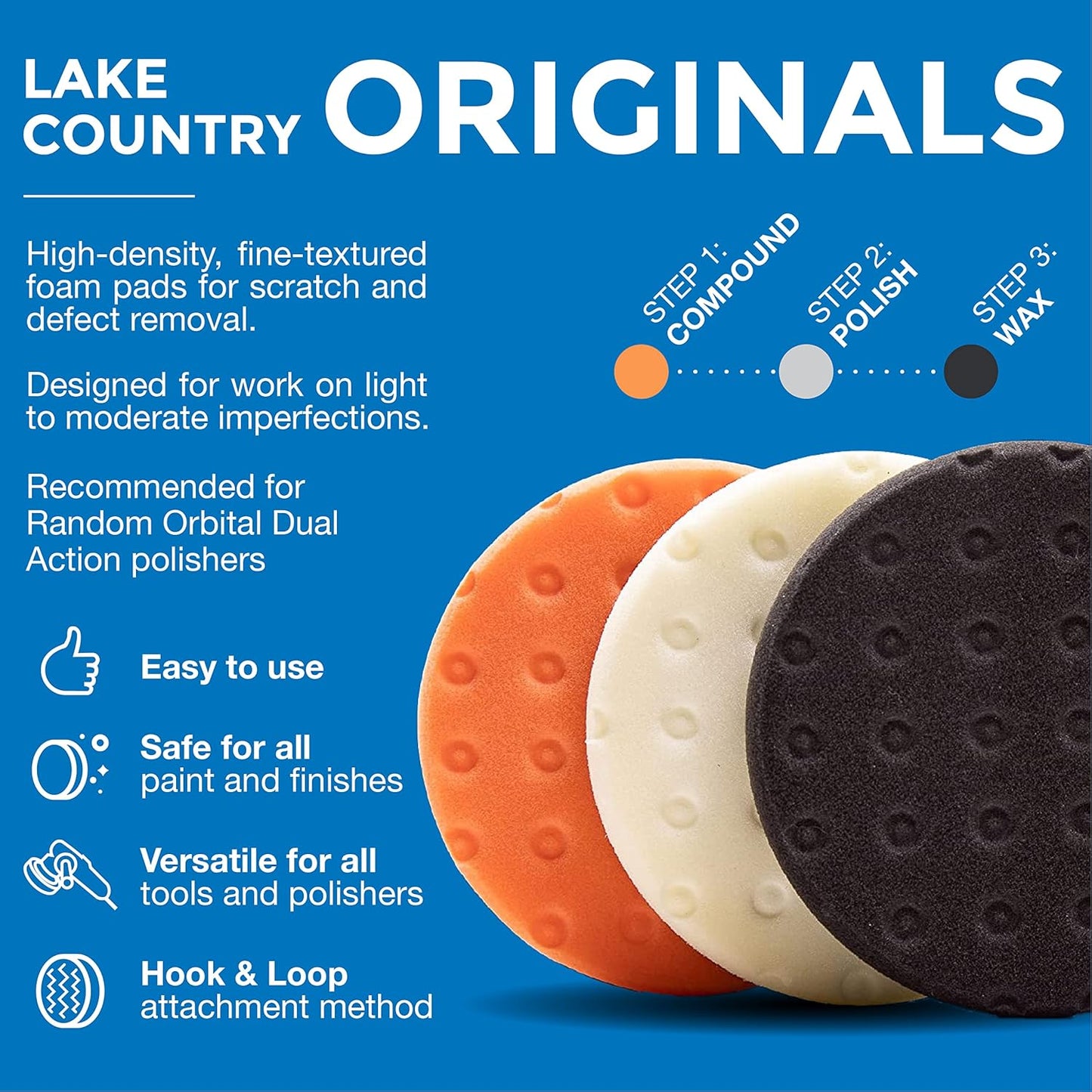 6.5" CCS Polishing Pad Kit (Set of 3) – Light Cutting, Polishing and Finishing Fits 6" Backing Plate