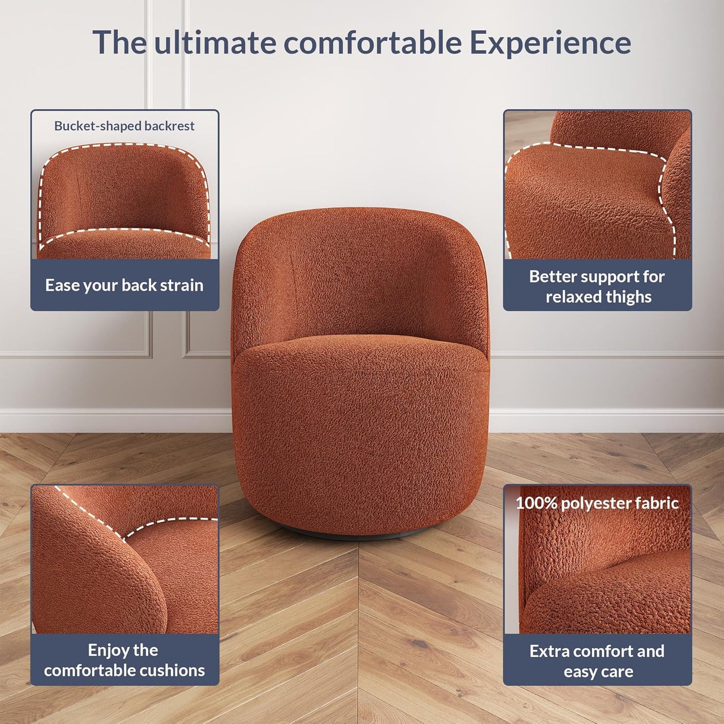 BELLEZE Modern Velvet Swivel Accent Chairs, 360 Upholstered Multi-Purpose Chairs, Comfortable Round Barrel Chairs for Living Room Bedroom - Slate (Set of 2) - 300 lbs Weight Capacity