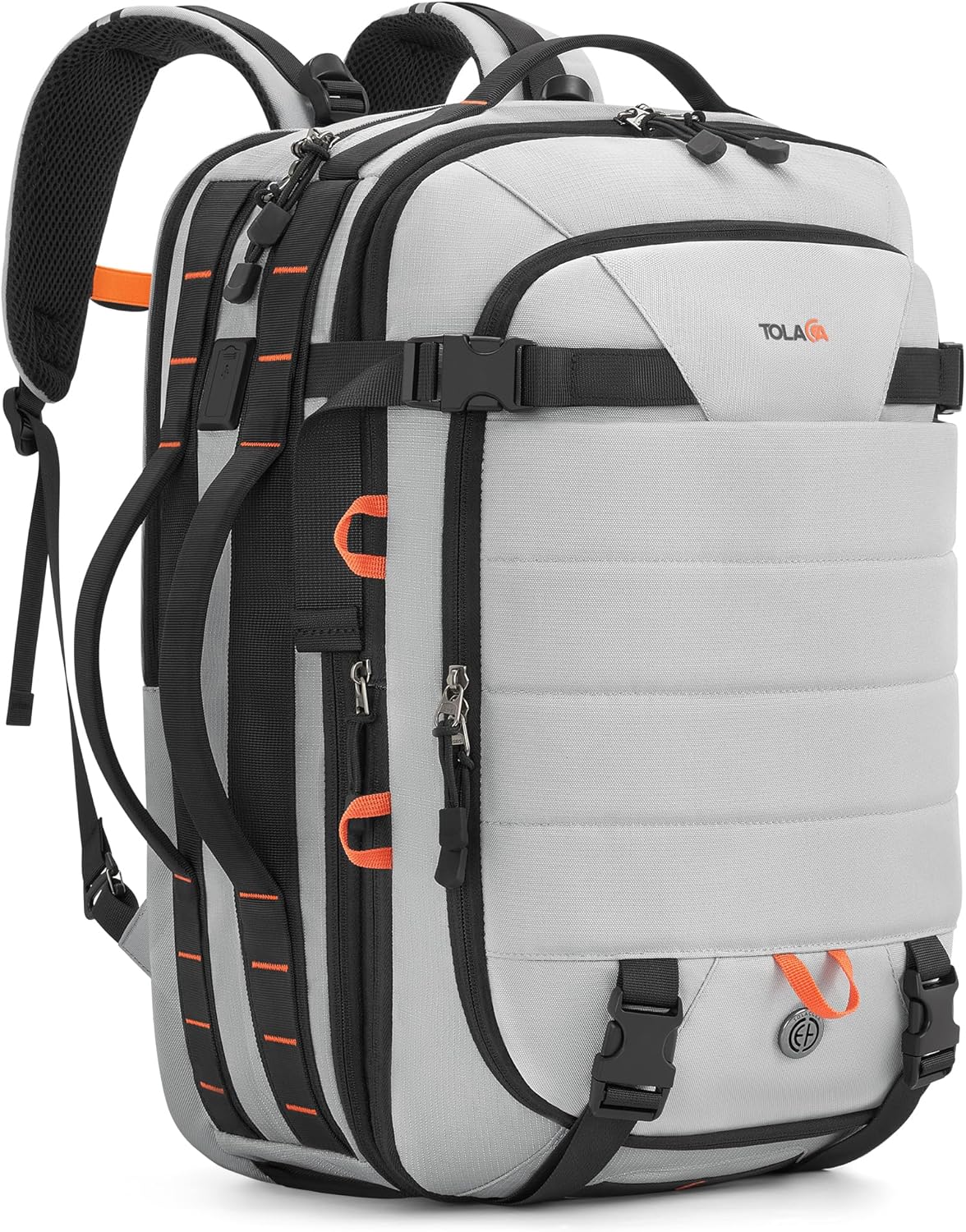 Tolaccea Carry on Travel Backpack, TSA Friendly Flight Approved Laptop Backpack Duffle Bag for Men Women with Dual Laptop Storage for 17.3", USB Charging Port, Business Rucksack 40L-50L Expandable