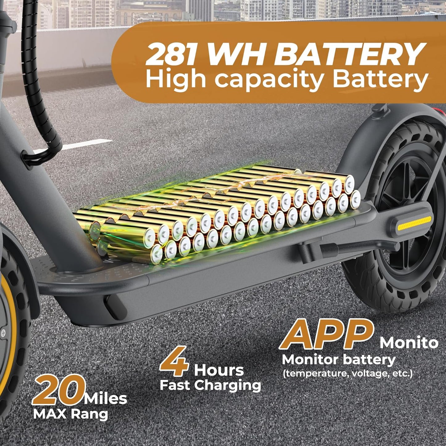 WERHY Electric Scooter, 8.5"/10" Tire, Powerful 350/500W Motor, Top Speed 19/22 MPH, 20-23Miles Max Range, Folding Escooter for Adults & Teens with Smart APP, Digital Display, Cruise Control