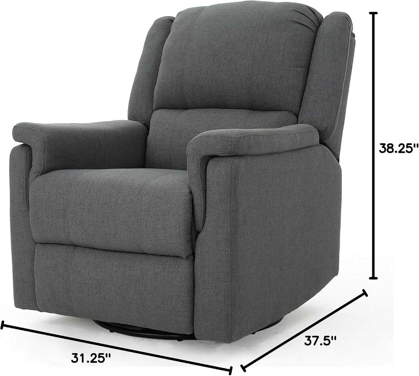 Christopher Knight Home GDFStudio Jemma Tufted Slate Microfiber Swivel Gliding Recliner Chair