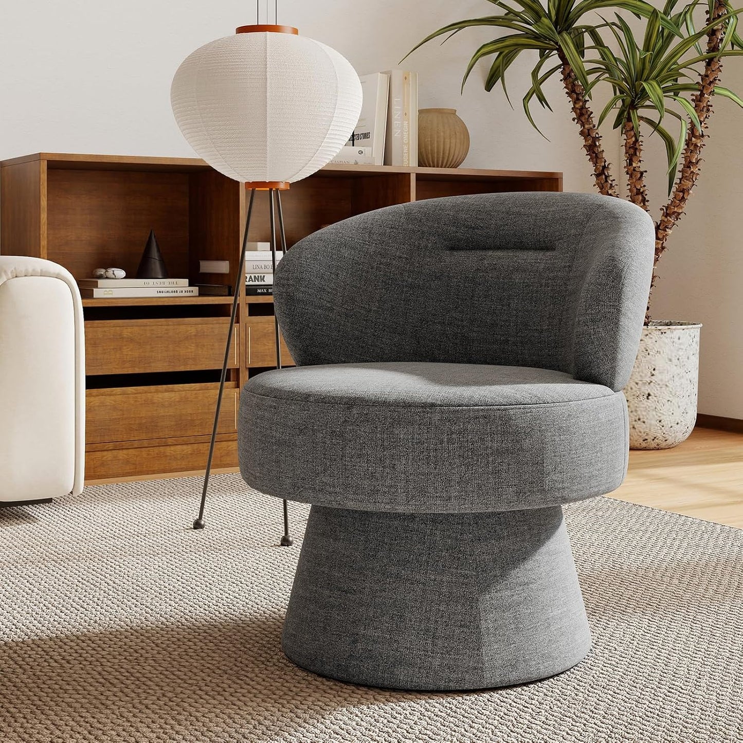 360° Swivel Accent Chairs Set of 2, Modern Chenille Upholstered Boucle Dining Chair with Back, Vanity Chair Accent Armchair Side Chairs for Dining/Living Room, Bedroom, Gray