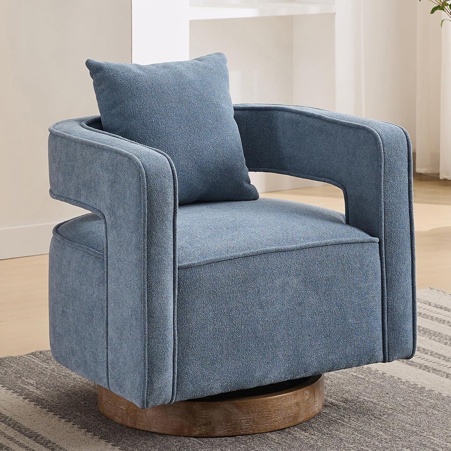 Swivel Accent Chair Set of 2, Modern Swivel Barrel Chair for Living Room, 360 Degree Comfy Square Accent Chair with Open Back, Upholstered Armchair for Bedroom,Reading, Linen Blend, Pale Green