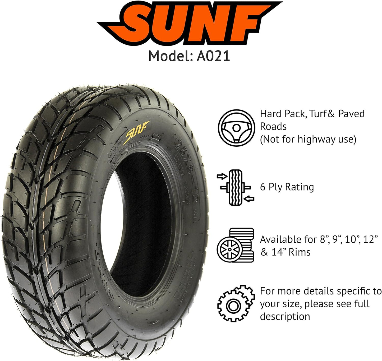 SunF 21x7-10 20x10-9 Hardpack Race Sport ATV UTV Quad Tire 6 PR A021 - BUNDLE