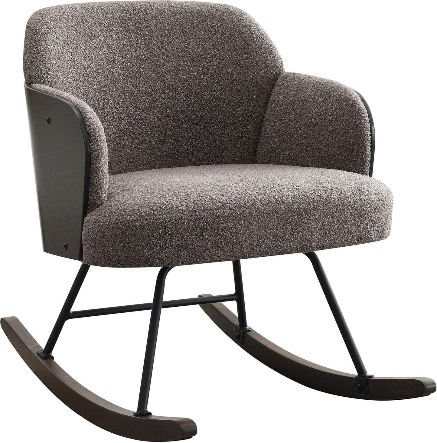 Coaster Home Furnishings - Paige - Wood - Upholstered Rocking Chair with Boucle Fabric, Metal Legs and Foam Seat - Living Room or Nursery - Beige - 602625