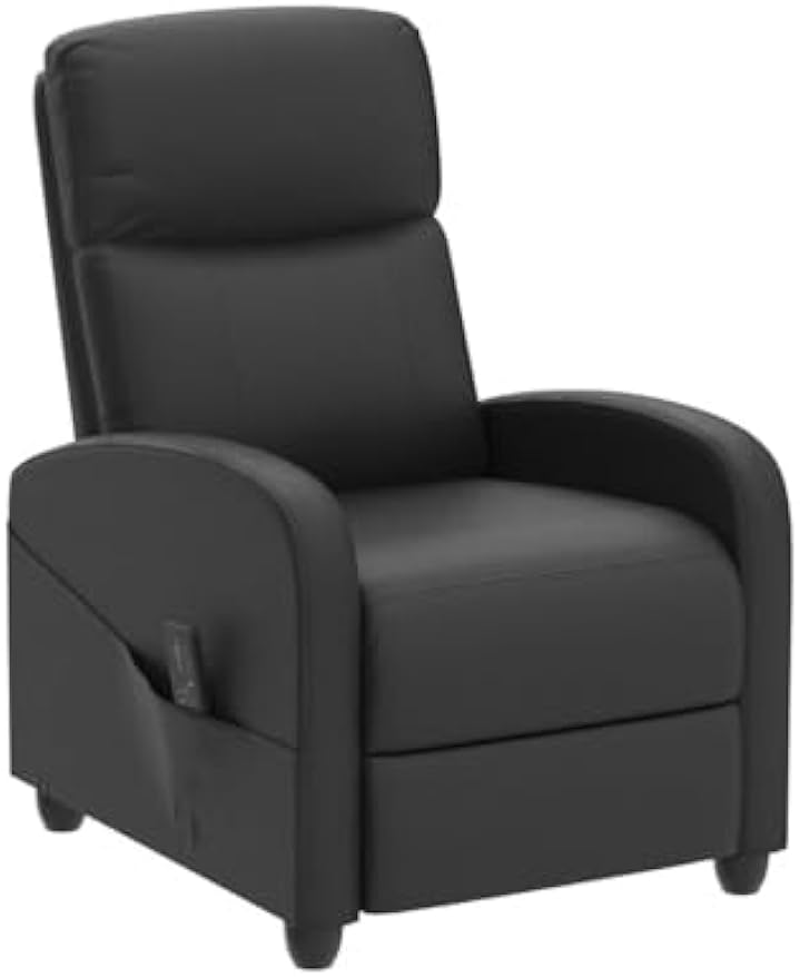 Zanzio Living Room Massage Recliner Chair, Modern High Back PU Leather Adjustable Heated Reclining Home Theater Single Sofa Chair with Padded Seat for Lounge Bedroom, Black (ZA-J5V)
