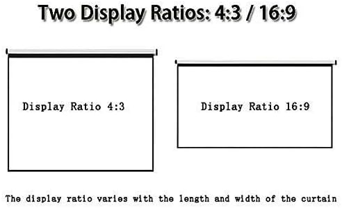 84 Inch Manual Pull Down Projector Screen 16:9 HD Matte White for Home Cinema, Office & Classroom - Height Adjustable