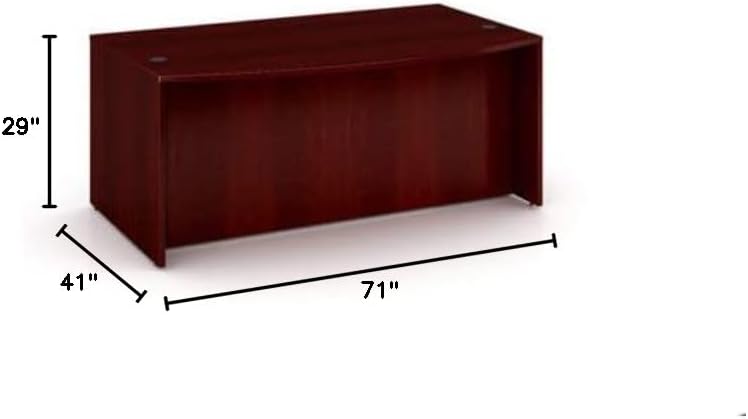 Boss Office Products Bow Front Desk Shell in Mahogany