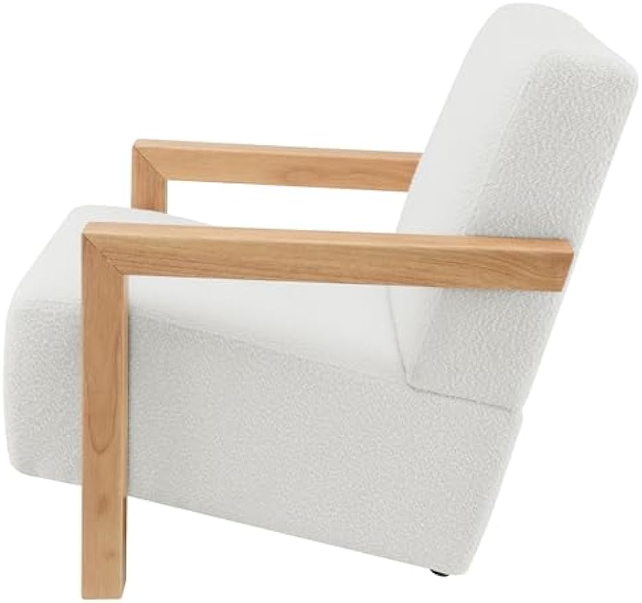 Coaster Home Furnishings - Fitzroy - Wood and Fabric - Upholstered Accent Chair with Open-Arm Silhouette, Reclined Seat and Back and Foam Cushions - Living Room - Ivory - 903094
