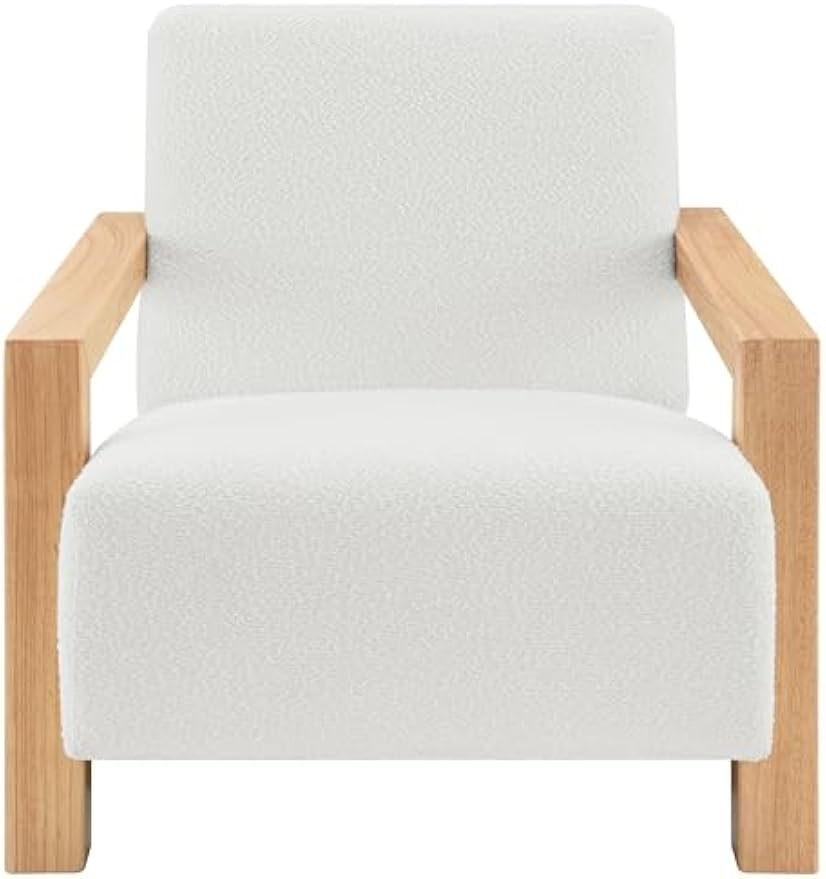 Coaster Home Furnishings - Fitzroy - Wood and Fabric - Upholstered Accent Chair with Open-Arm Silhouette, Reclined Seat and Back and Foam Cushions - Living Room - Ivory - 903094
