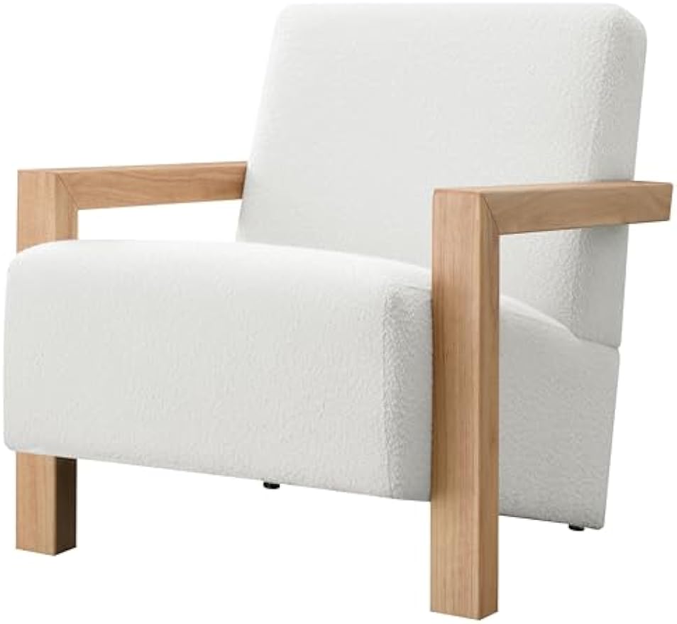 Coaster Home Furnishings - Fitzroy - Wood and Fabric - Upholstered Accent Chair with Open-Arm Silhouette, Reclined Seat and Back and Foam Cushions - Living Room - Ivory - 903094