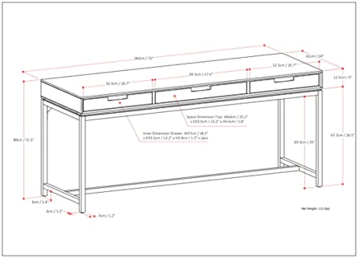 SIMPLIHOME Banting Desk - 72-Inch Wide Solid Hardwood and Metal Writing Desk in Medium Saddle Brown, Modern Industrial Home Office Computer Table for Study with 2 Drawers and Flip-Down Keyboard Tray