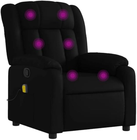 vidaXL Massage Recliner Chair Black Faux Leather