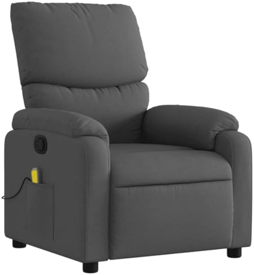 vidaXL Dark Gray Fabric Massage Recliner Chair with Adjustable Armrests and Vibrating Function for Living Room Office Use Reclining Armchair Comfortable Sofa Chairs
