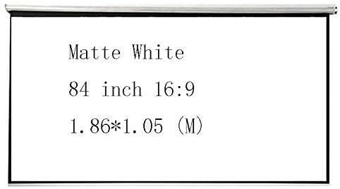 84 Inch Manual Pull Down Projector Screen 16:9 HD Matte White for Home Cinema, Office & Classroom - Height Adjustable