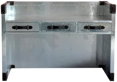 Aluminum Aviator Writing Desk Industrial Modern Home Office Table with Drawers Mid Century Decorative Furniture
