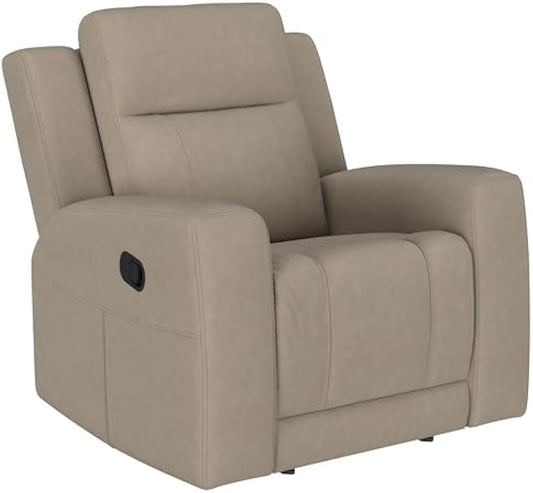 Coaster Home Furnishings - Brentwood - Leatherette Upholstered Rocker Recliner Chair with Manual Recline Lever, Track Arms and Attached Cushions - Living Room - 37-Inch - Taupe - 610283