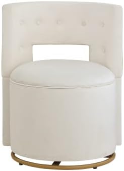 SZLIZCCC 360° Swivel Chair, Modern Velvet Living Room Chair/Accent Chair with Storage, Gold Metal Legs, for Living Room Bedroom (Beige)