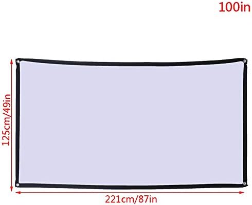 100 Inch Foldable Projector Screen White Projection Screen 3D Movie for Outdoor Camping 16:9 Portable 1pc