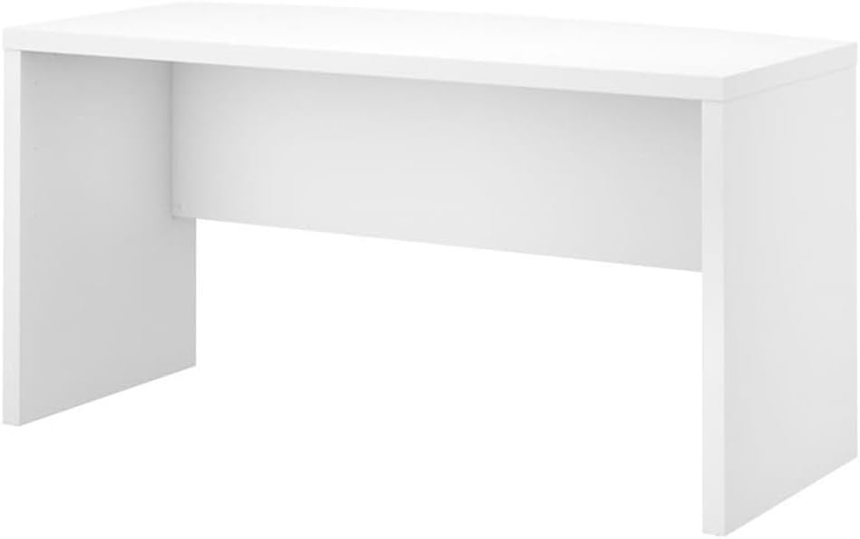 Bush Furniture Bow Front Desk with Wire Management | Echo Collection Office Computer Table for Home Office with Quick-to-Assemble Hardware | 60Wx28Lx30H