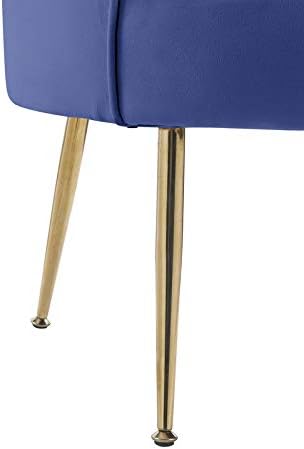TRIPLE TREE Velvet Living Room Chair with Scalloped Back, Modern Upholstered Accent Chair Barrel Chair with Metal Legs, Cute Comfy Armchair Single Sofa Chair for Living Room, Bedroom and Office, Blue