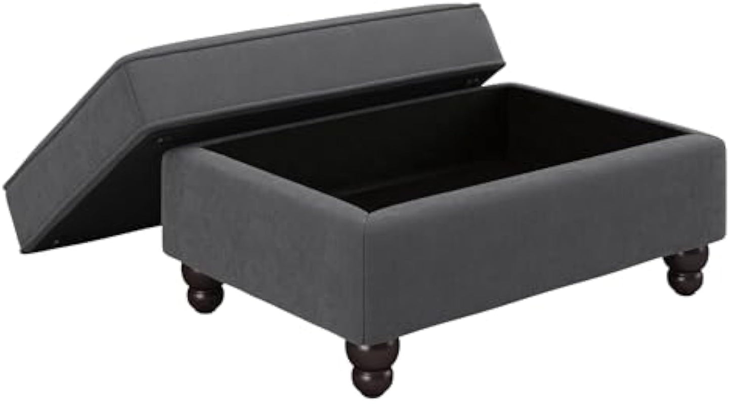 Bush Furniture Accent Chair with Ottoman Set, Armchair and Foot Rest with Pet-Friendly Fabric Upholstery for Traditional Living Room, Coventry Collection, Charcoal Gray Herringbone