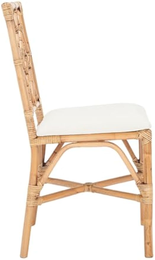 SAFAVIEH Home Collection Bhumi Brown/White Accent Chair with Cushion Set of 2 (Fully Assembled)