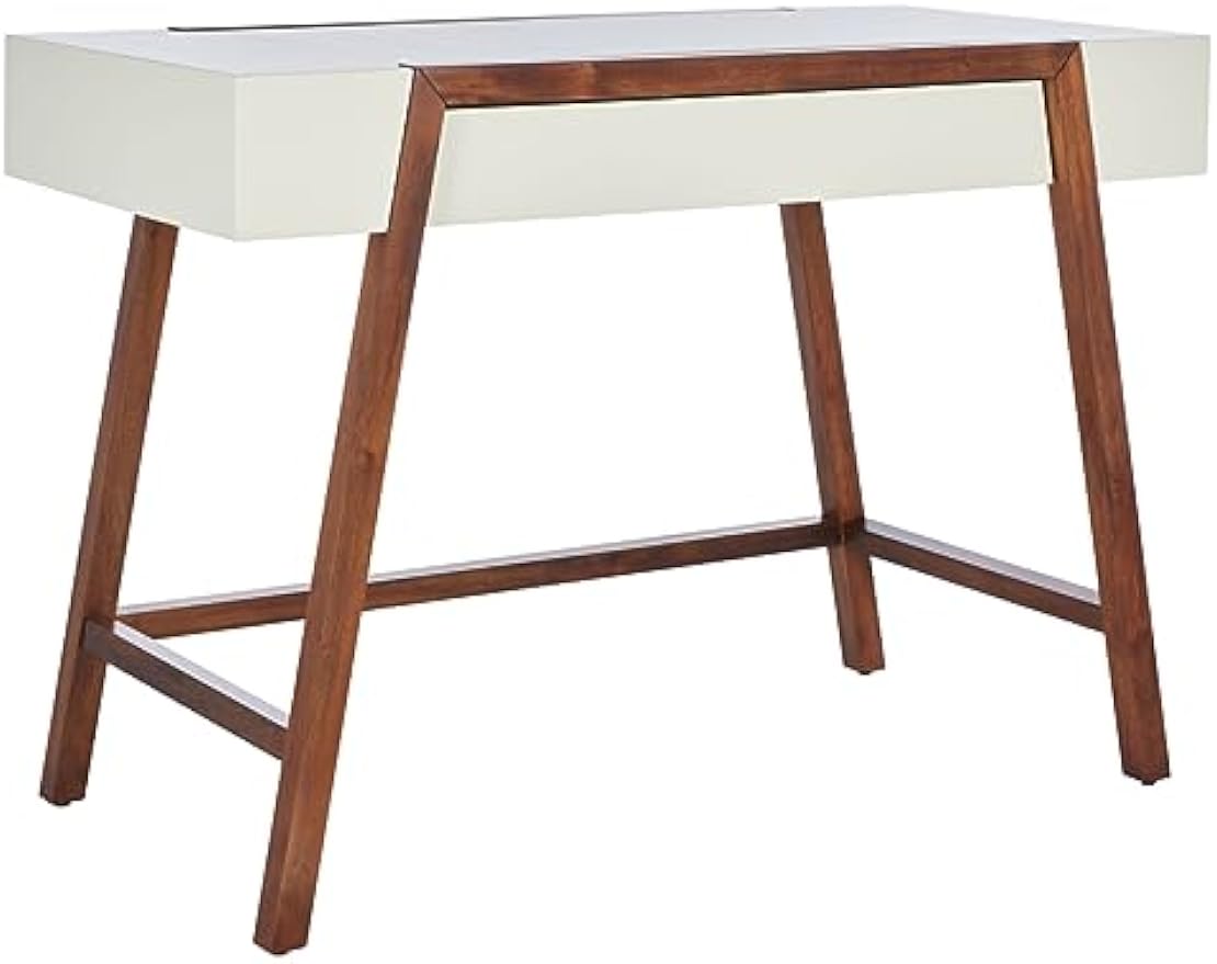 SAFAVIEH Home Collection Marwood Mid-Century Modern White/Brown Desk