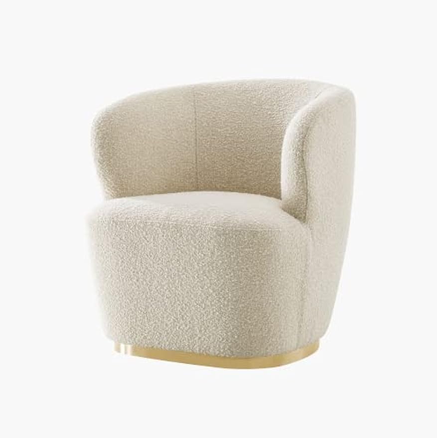 Acanva Modern Wool-Like Fabric Accent Chair, Armless Elegant Design Small Single Sofa with Metal Base for Living Room Bedroom, White