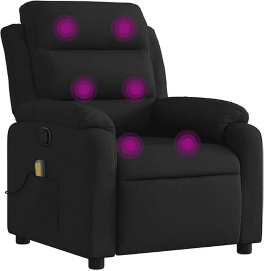 vidaXL Black Fabric Massage Recliner Chair-Manual Recline-Vibration Function-Comfort Padding for Living Room/Bedroom