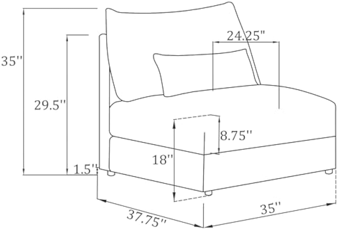 Coaster Home Furnishings - Sasha - Upholstered Armless Accent Chair with Foam Cushion and Wooden Base - Living Room - Barely Black - 551681