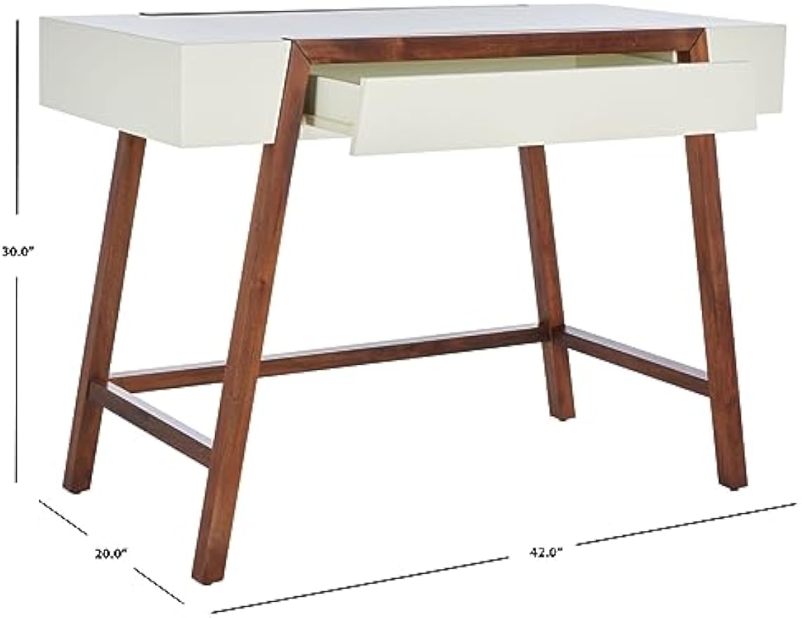 SAFAVIEH Home Collection Marwood Mid-Century Modern White/Brown Desk
