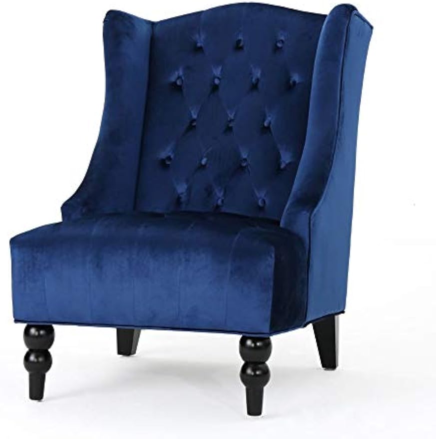 Christopher Knight Home Toddman High-Back Velvet Club Chair, Navy Blue