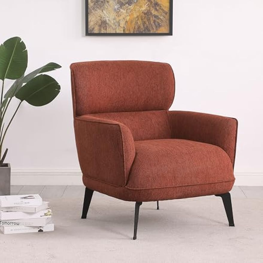Coaster Home Furnishings - Andrea - Upholstered Foam Cushion Accent Chair with Crescent Track Arms, Metal Base and Thick Seat Cushion - Living Room - Orange - 903081