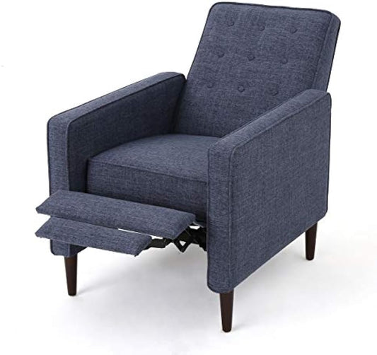 Christopher Knight Home Mervynn Mid-Century Modern Fabric Recliner, Dark Blue