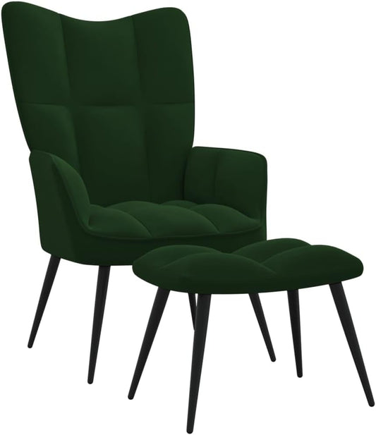 Accent Chair Arm Chair Living Room Chairs,Sleeper Sofa Relaxing Chair with a Stool Dark Green Velvet,for Apartment Living and Home Office