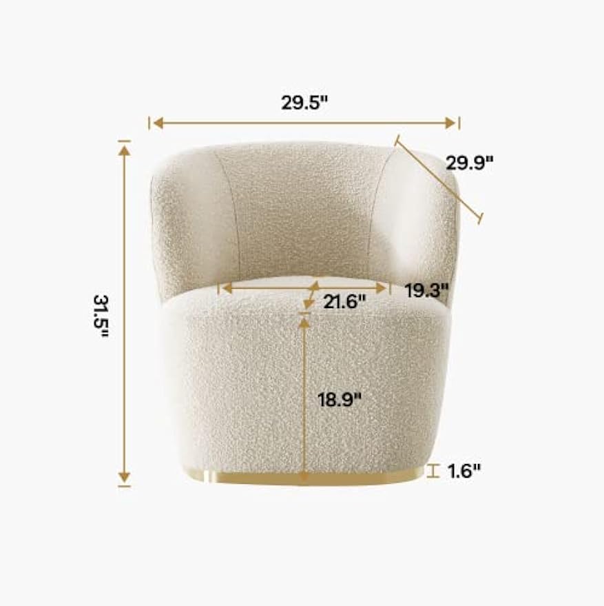 Acanva Modern Wool-Like Fabric Accent Chair, Armless Elegant Design Small Single Sofa with Metal Base for Living Room Bedroom, White