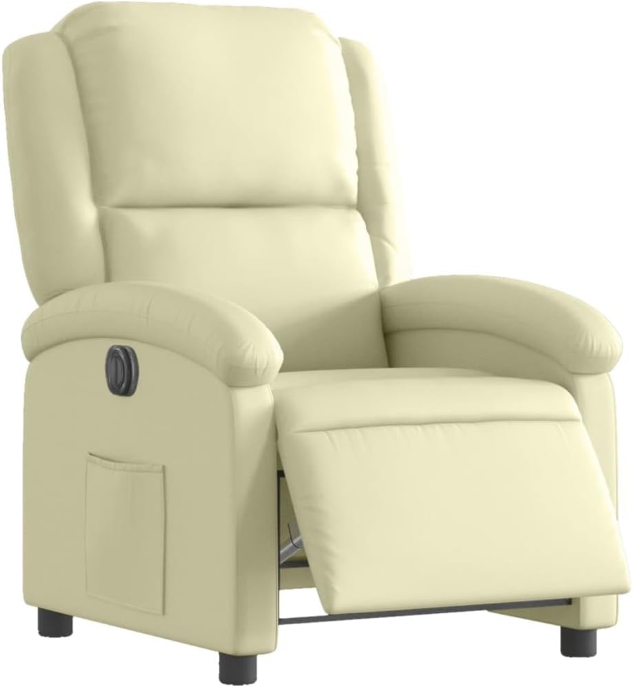 vidaXL Dark Brown Real Leather Recliner Chair-Wingback Manual Armchair with Side Pocket for Living Room, Bedroom, Lounge Comfort