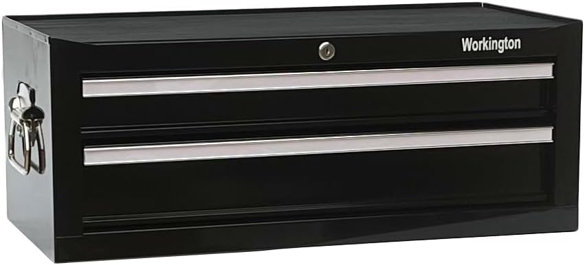 Workington Industrial 2 Drawers Portable Metal Intermediate Box, 26" Middle Tool Chest Cabinet with Ball Bearing Drawer Slides, Steel Tool Storage Box Organizer 4008 Black